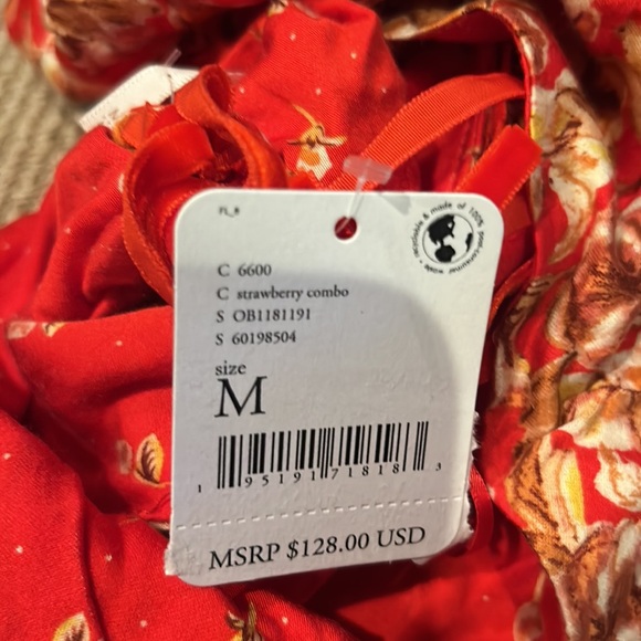 NWT FREE PEOPLE ponderosa mini dress in strawberry combo - Picture 9 of 15